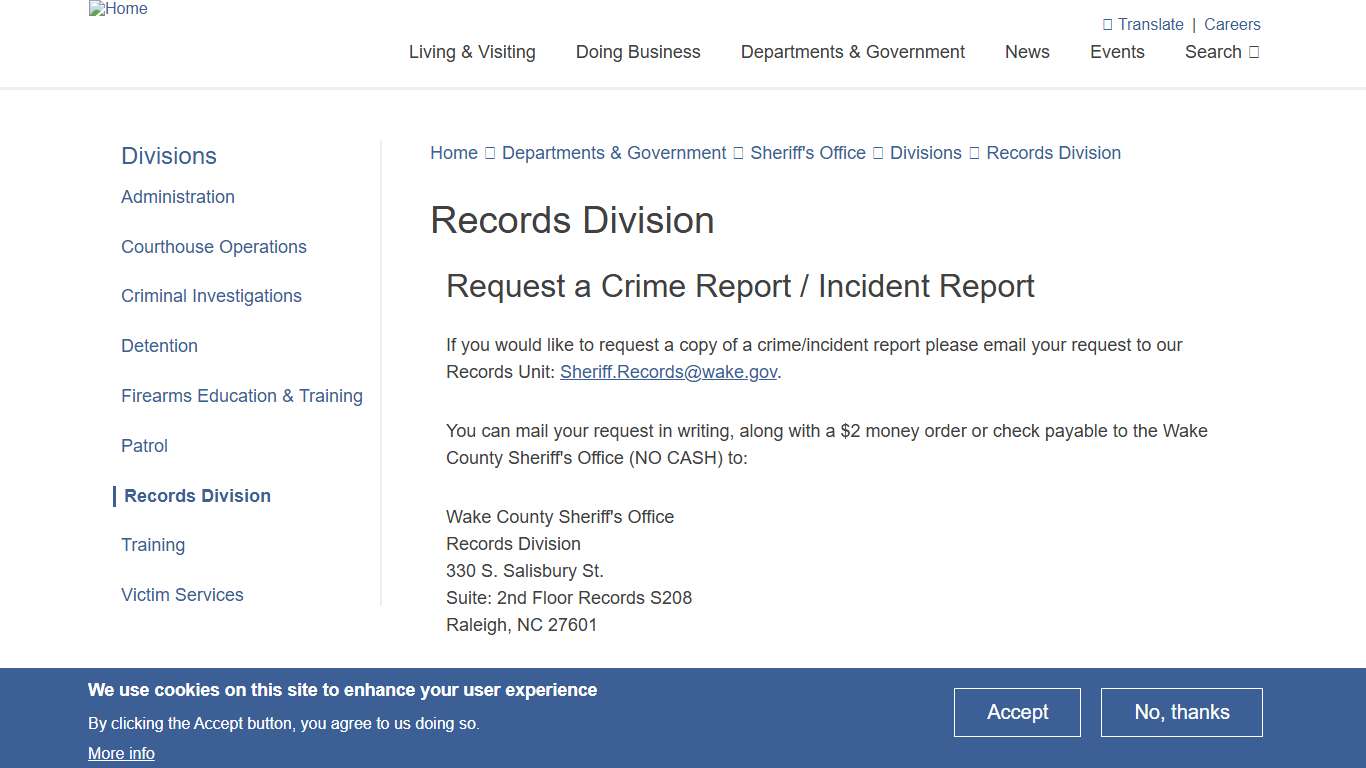 Records Division Wake County Government